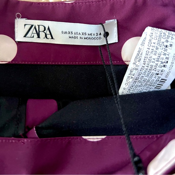 Zara Purple and White Polka Dots Miniskirt with Bow Embellishment - Picture 9 of 11